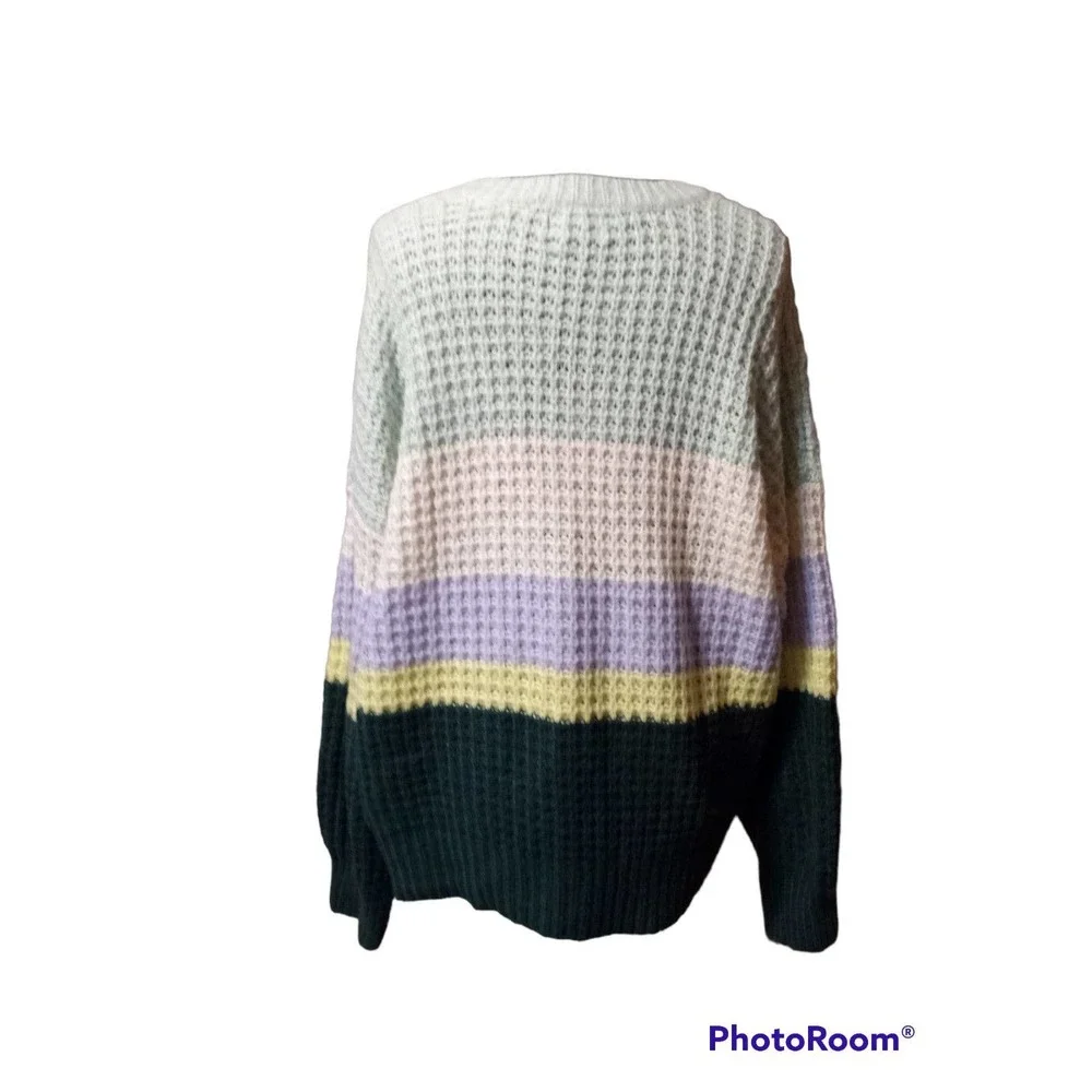 Universal Thread cable knit striped sweater, block coloring, XXL - Picture 2 of 5